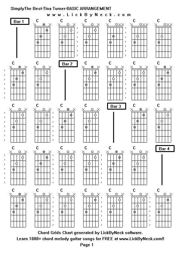 Chord Grids Chart of chord melody fingerstyle guitar song-SimplyThe Best-Tina Turner-BASIC ARRANGEMENT,generated by LickByNeck software.